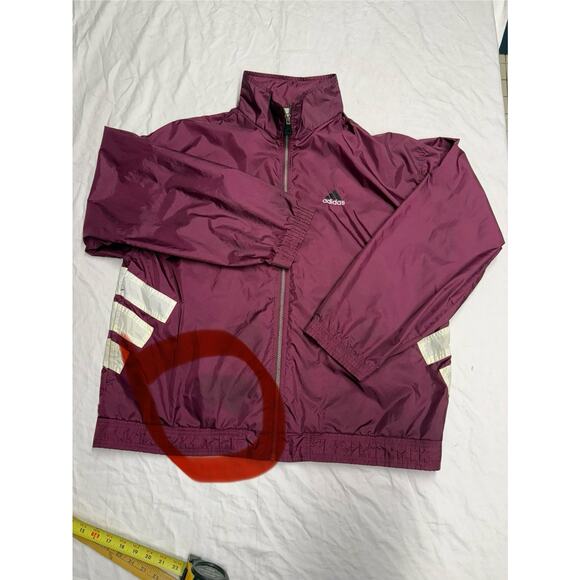 Vintage Adidas  windbreaker jacket 3 Stripes  Full Zipper Mens Size XL Purple - Picture 16 of 16